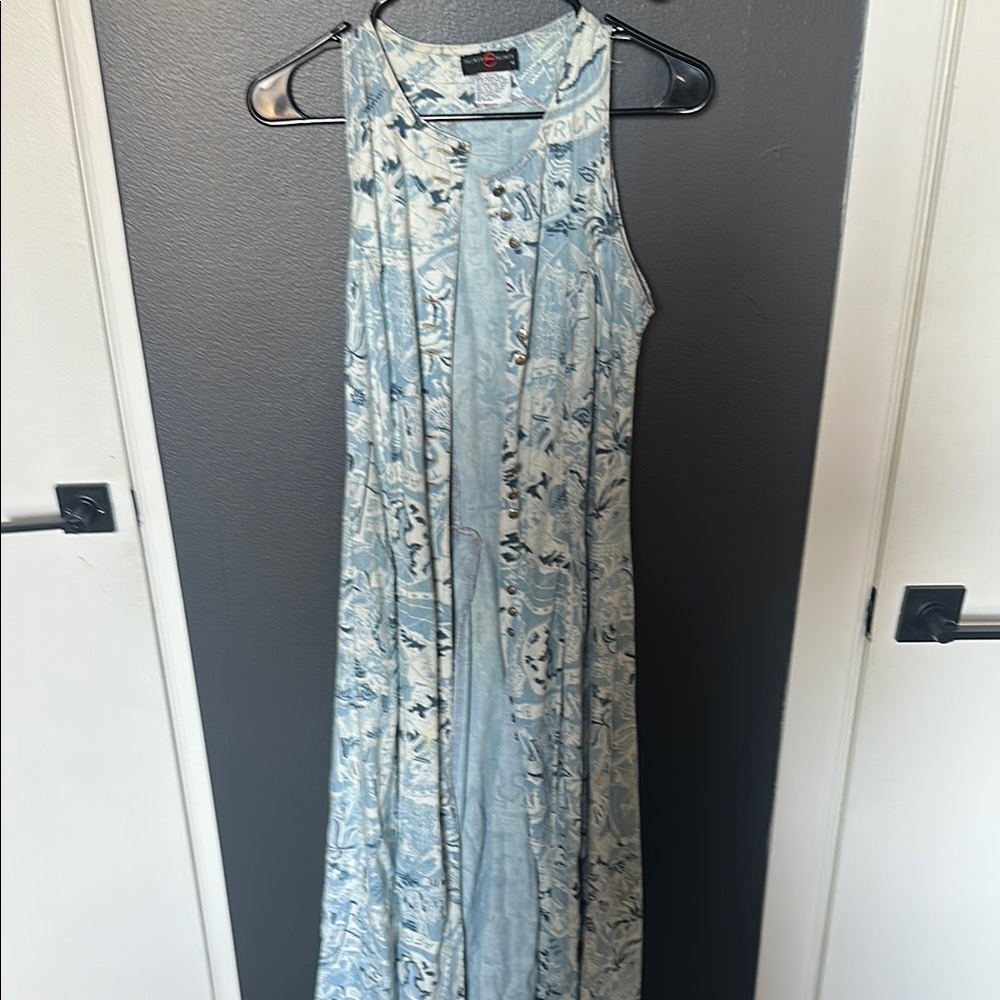 Palmer Palmer Australia Blue Patterned Sleeveless Dress 4 button